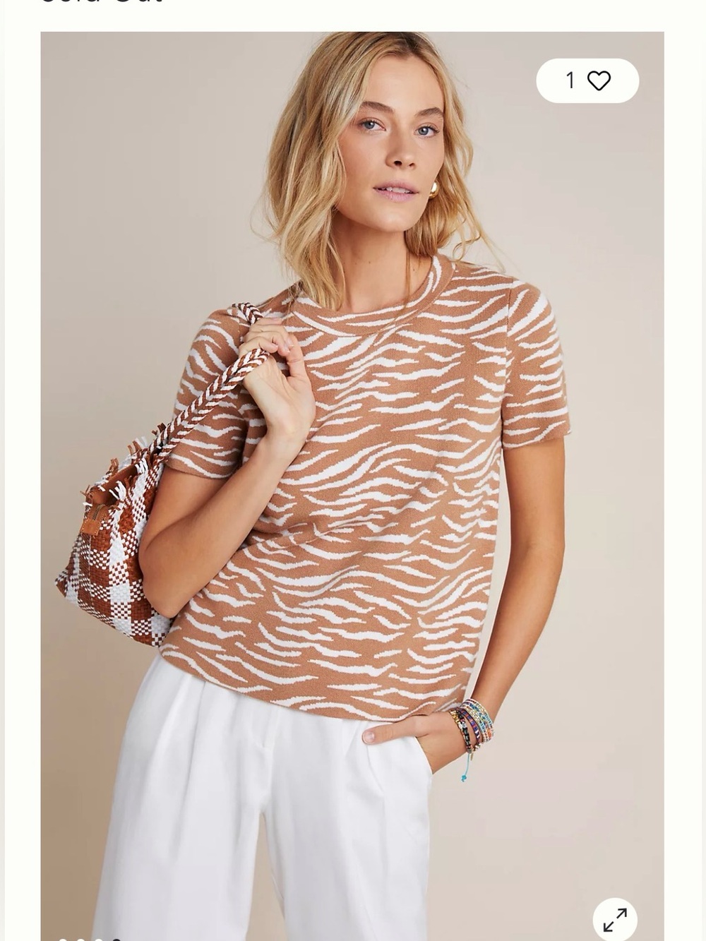 Evanna Sweater Tee | Short Sleeve Zebra Print Knit Sweater | Like New Condition